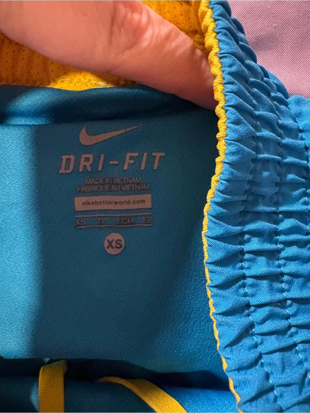 Nike Blue and Yellow Women's Athletic Running Shorts